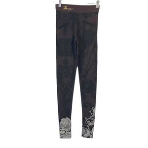 Desigual leggings the "Chow" or "Galactic" style brown paisley print size XS